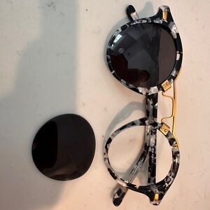 KREWE sunglasses *broken* black white tortoise St. Louis Interstellar 24K
